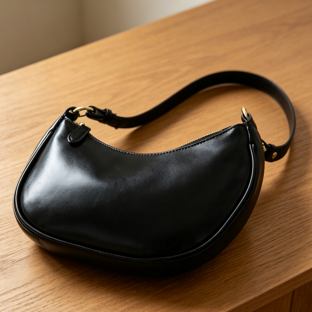 Leather Hobo Shoulder Bag with 2 Removable Straps
