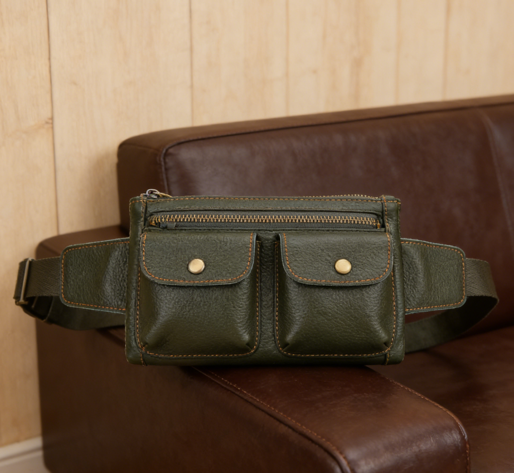 Vintage Brown Leather Hip Waist Pack