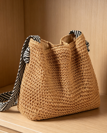 Straw Boho Beach Tote Crossbody Bag