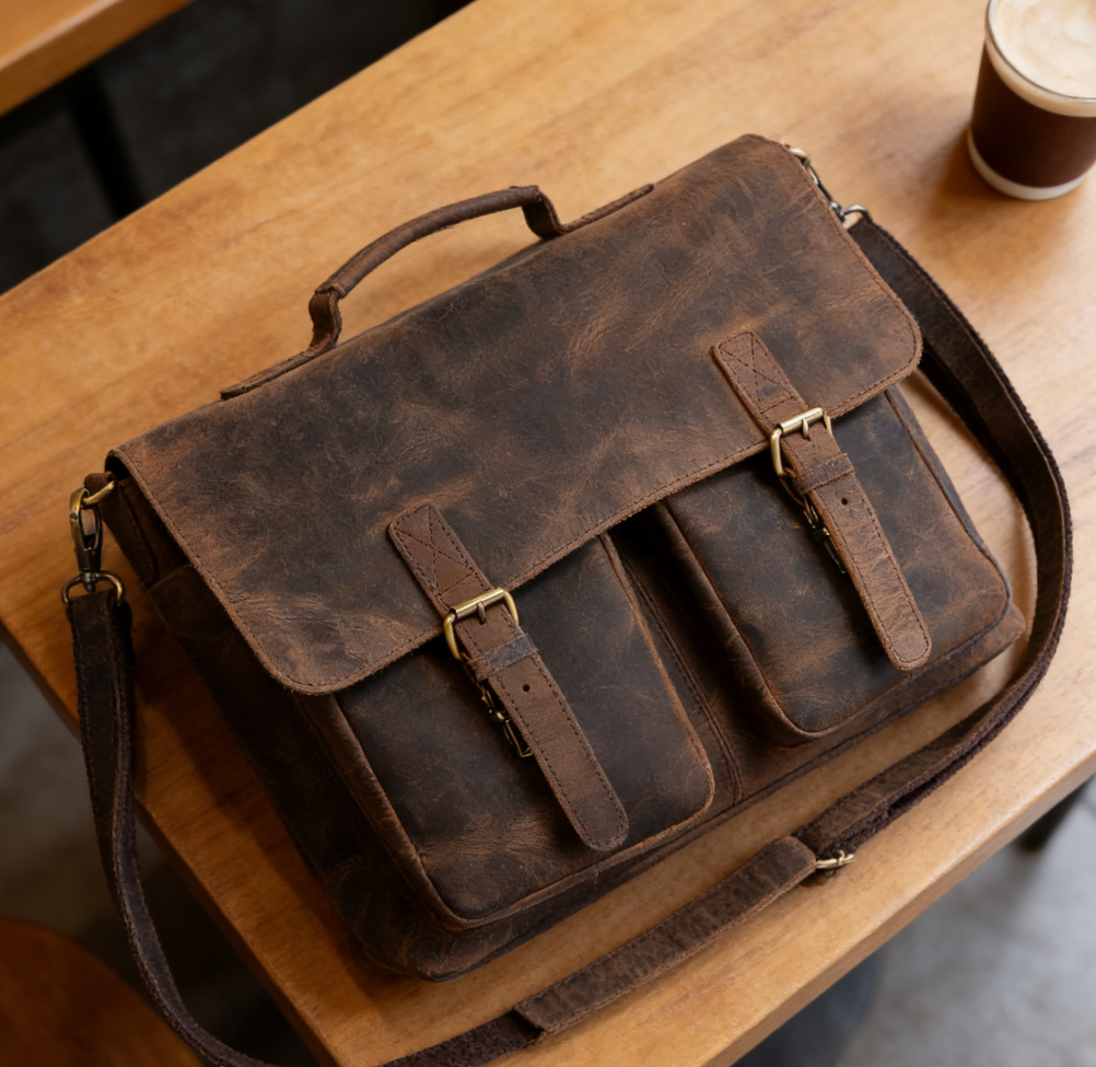 Leather Laptop Messenger Office Satchel