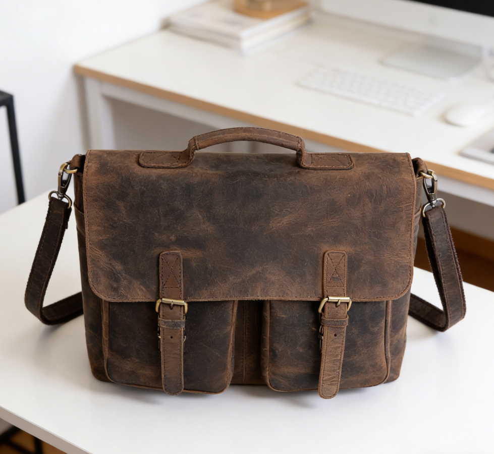 Leather Laptop Messenger Office Satchel