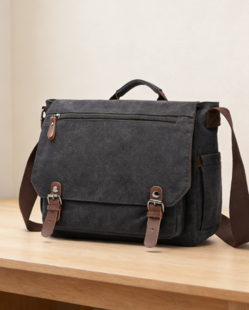 Waxed Canvas Genuine Leather Briefcase